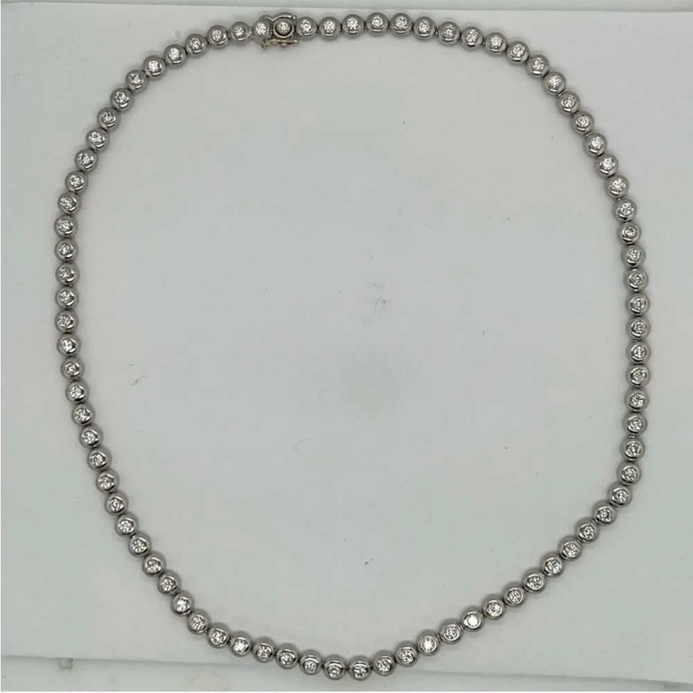 Tiffany & Co. Diamond Tennis Necklace in Platinum, '5.50 CTW' - Picture 3 of 11